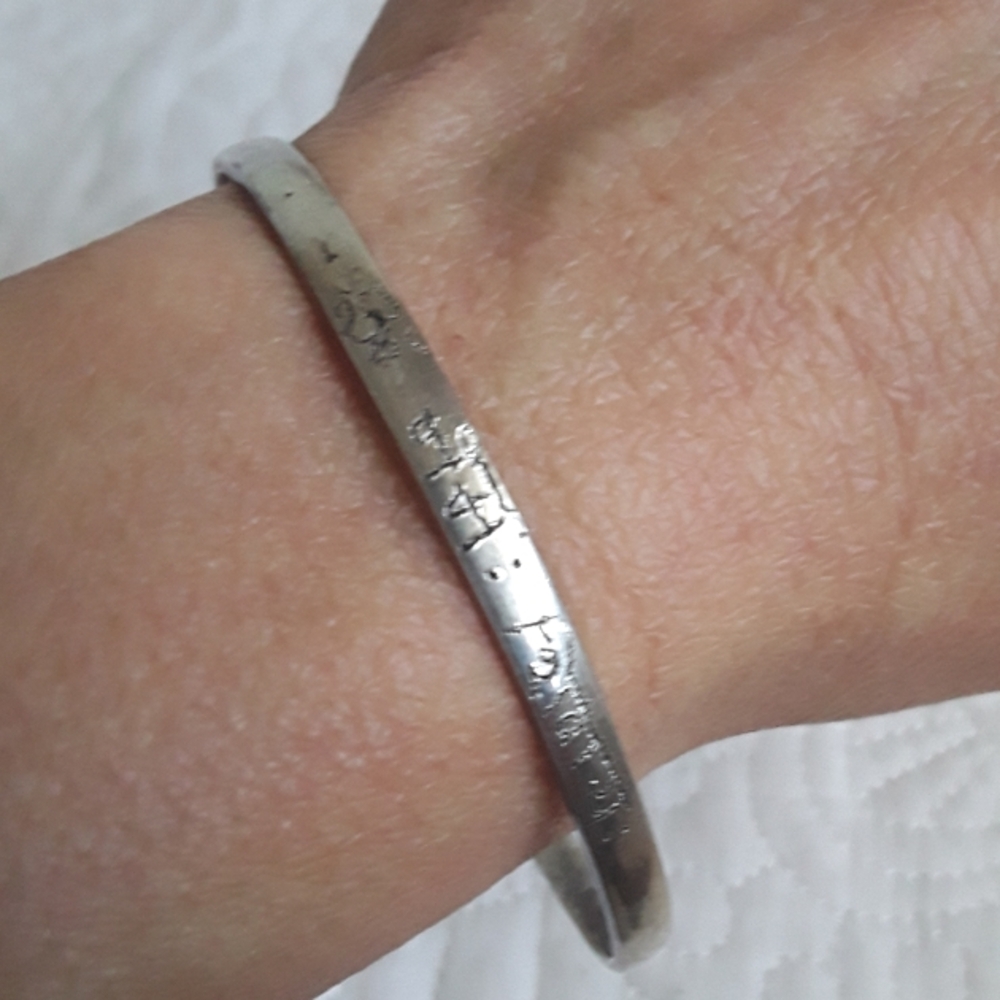 SILVER HANDMADE ENGRAVED BANGLE BRACELET